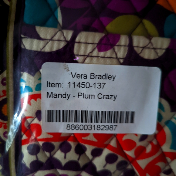 NWT Vera Bradley MANDY Tote Bag in RETIRED Plum Crazy Multi Color - Picture 5 of 5